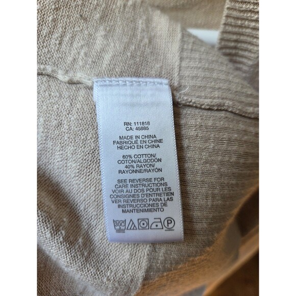 Michael Kors Beige Button Up Long Sleeve Sweater with Roll Tab Sleeves, Large - Picture 4 of 8